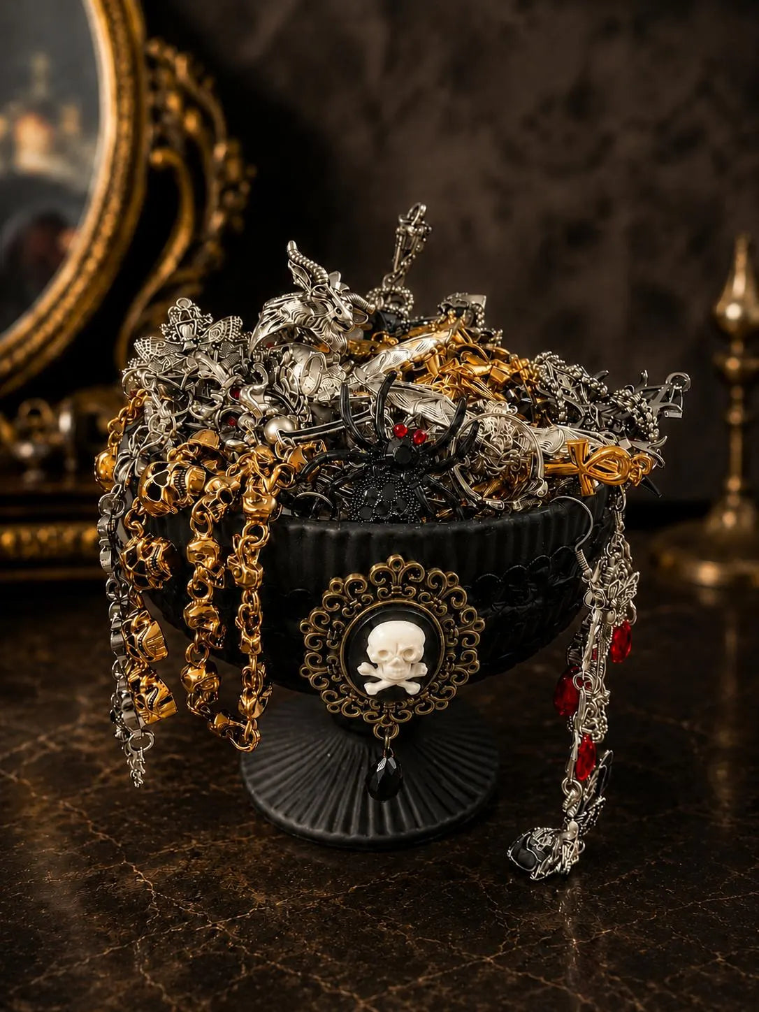 Gothic Vampire Inspired Mystery Jewelry Jar curated fashion jewelry assortment