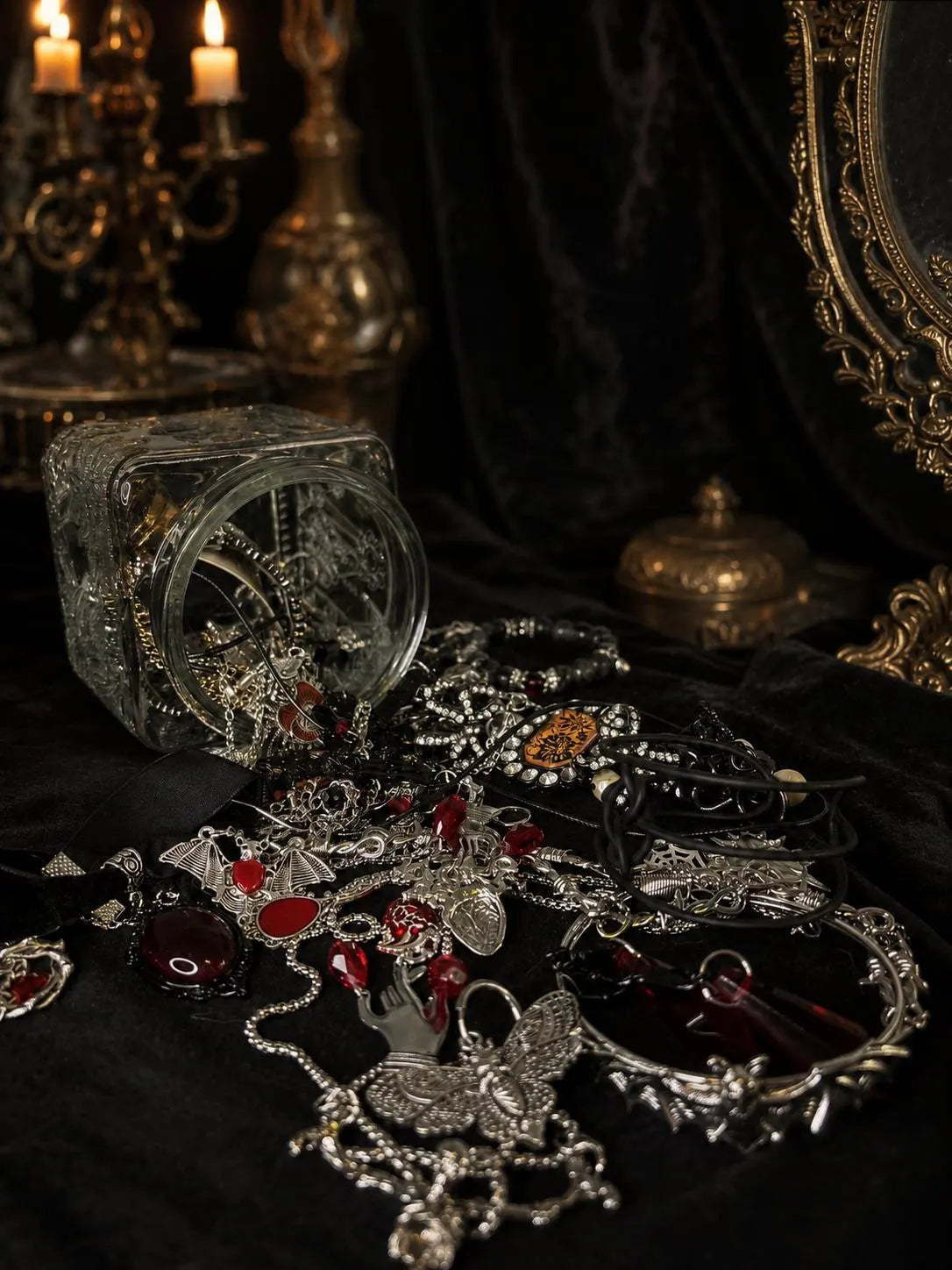 Gothic Mystery Jewelry Jar curated fashion jewelry assortment