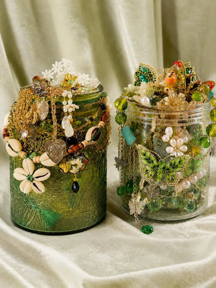 Green Fairy Inspired Mystery Jewelry Jar curated fashion jewelry assortment
