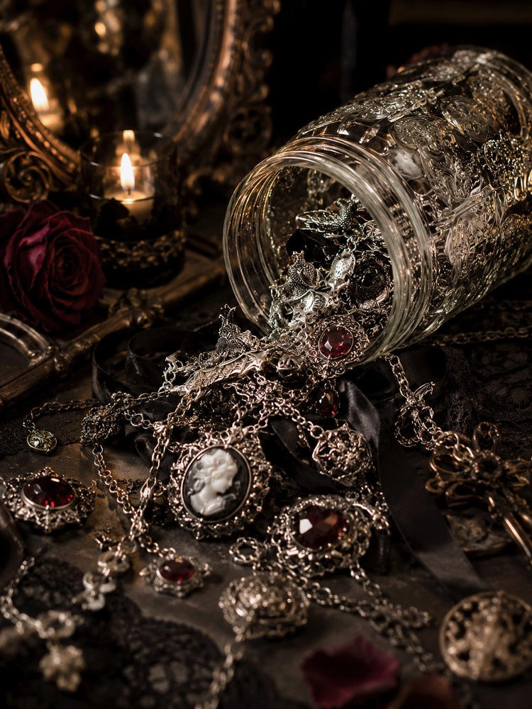 Gothic Romance Mystery Jewelry Jar curated fashion jewelry assortment