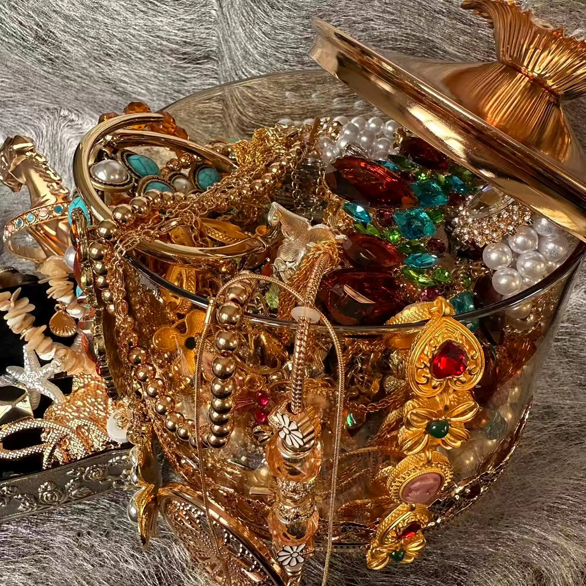Gold Tone Jewelry Mystery Jar curated fashion jewelry assortment