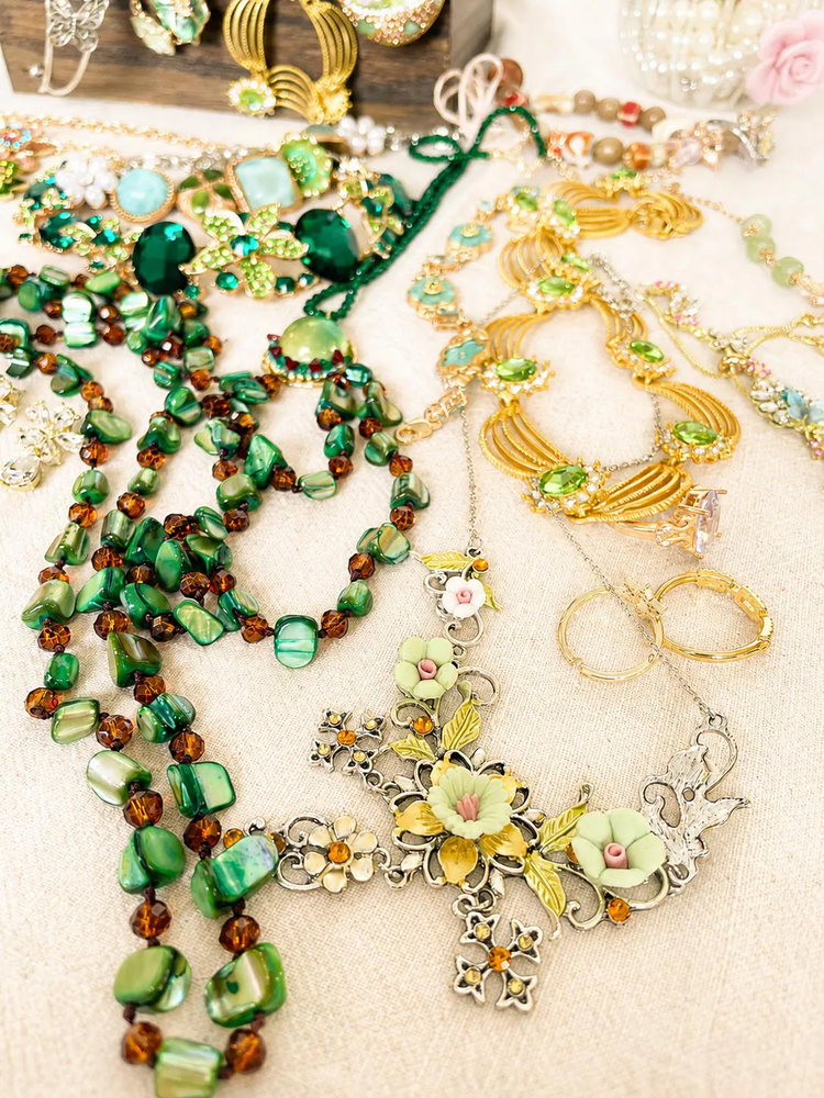 Green Fairy Inspired Mystery Jewelry Jar curated fashion jewelry assortment