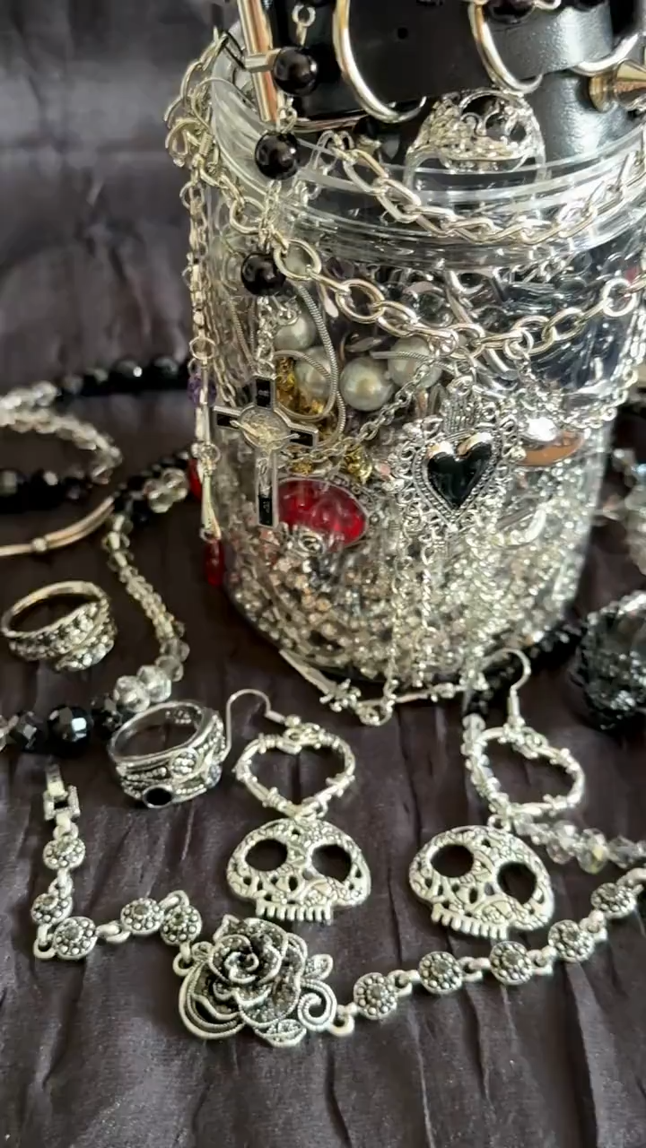 Gothic Mystery Jewelry Jar curated fashion jewelry assortment