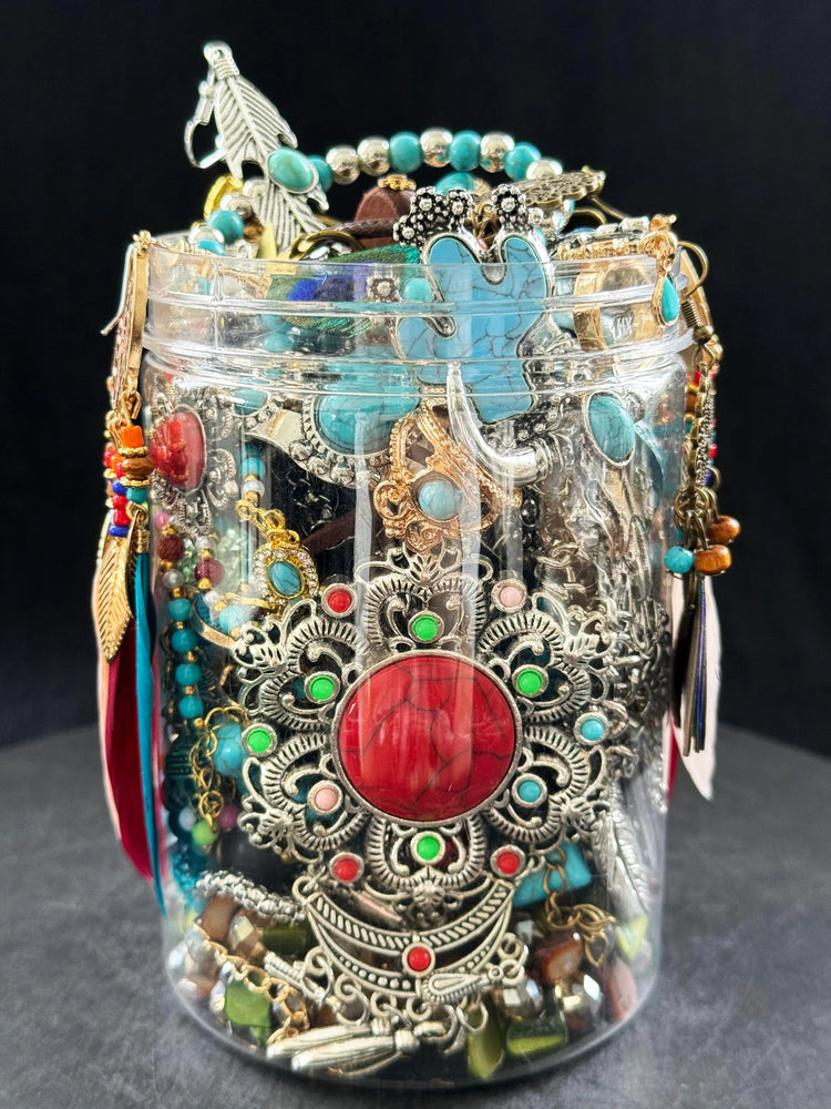 Boho Turquoise Color Mystery Jewelry Jar curated fashion jewelry assortment
