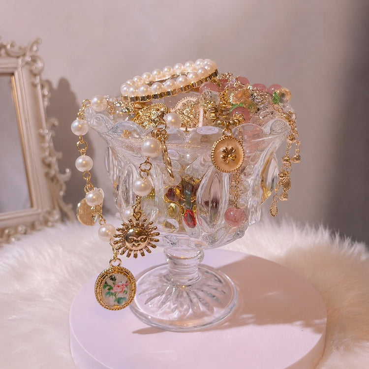 Pink Gold Tone Coquette Mystery Jewelry Jar curated fashion jewelry assortment