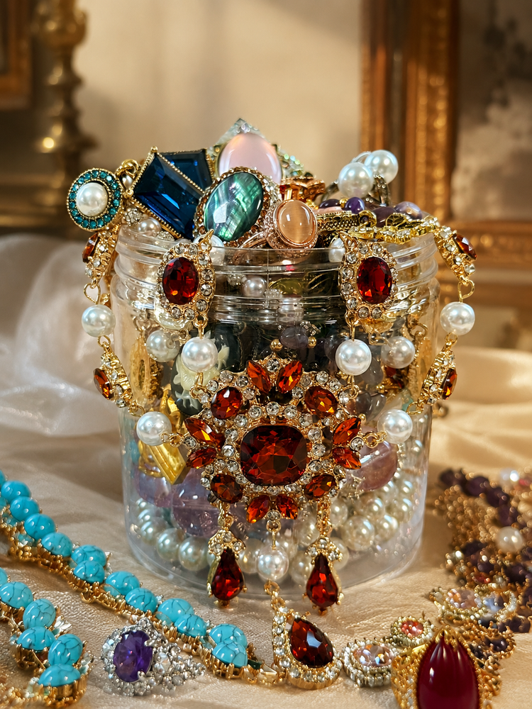 Gilded Royal Mystery Jewelry Jar curated fashion jewelry assortment