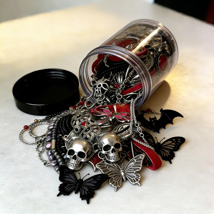 Gothic Mystery Jewelry Jar curated fashion jewelry assortment