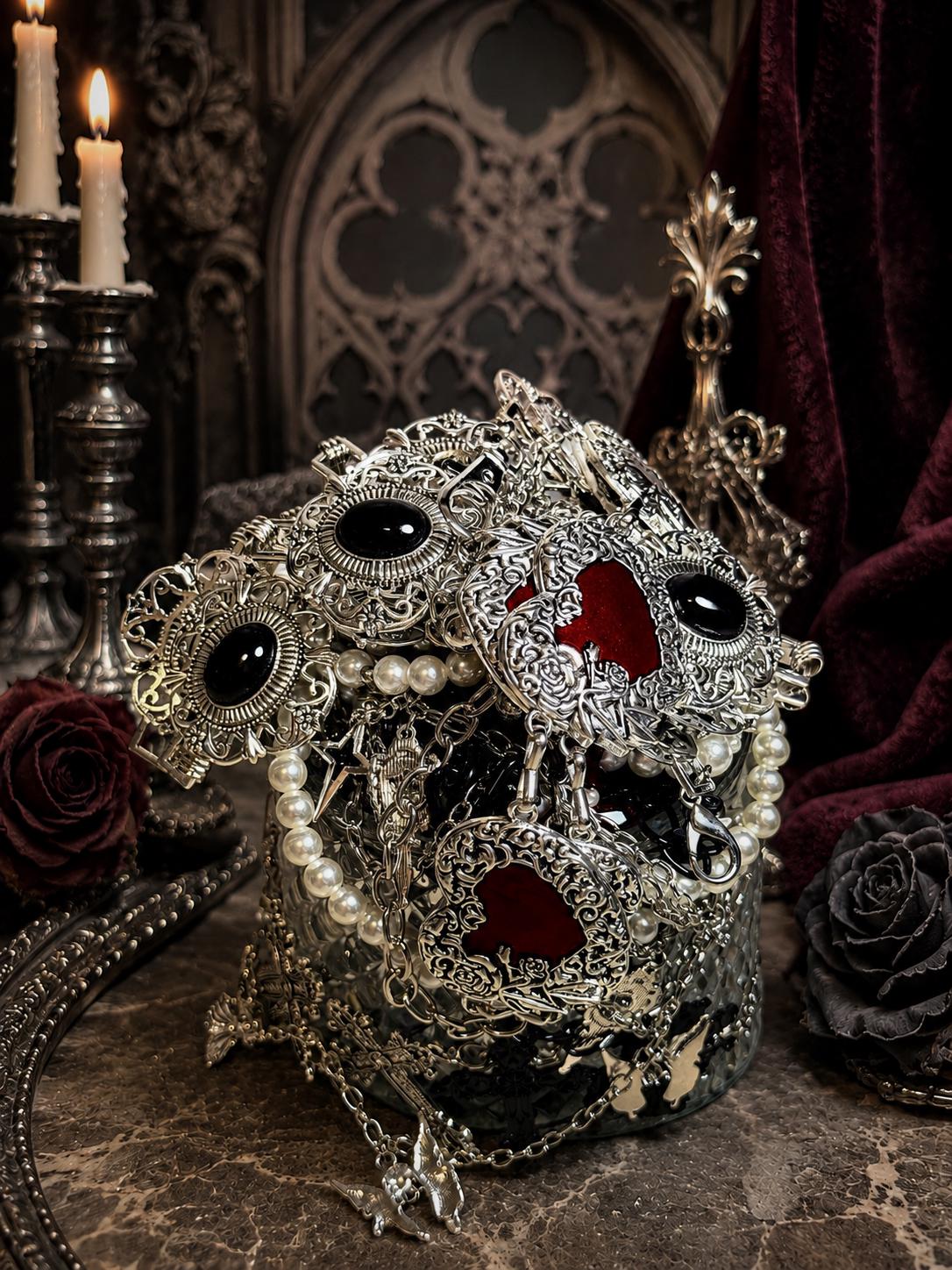 Gothic Romance Mystery Jewelry Jar curated fashion jewelry assortment