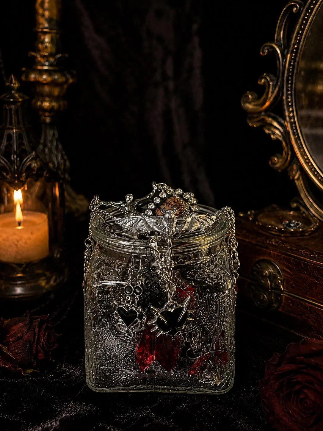 Gothic Mystery Jewelry Jar curated fashion jewelry assortment