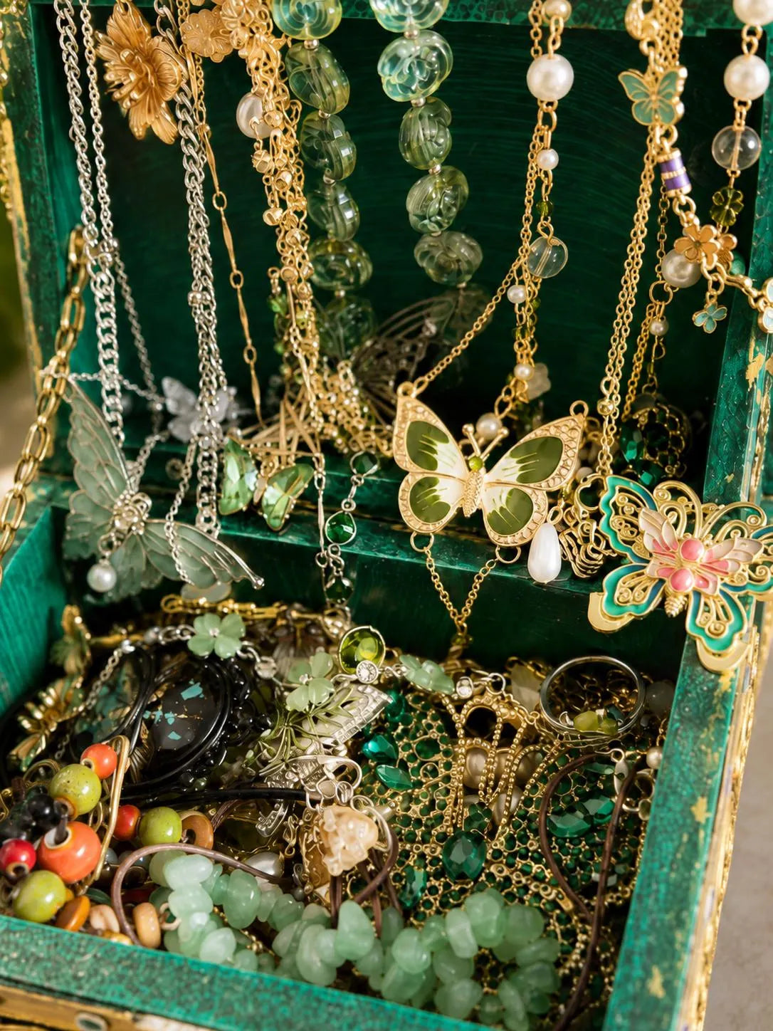 Green Fairy Inspired Mystery Jewelry Jar curated fashion jewelry assortment