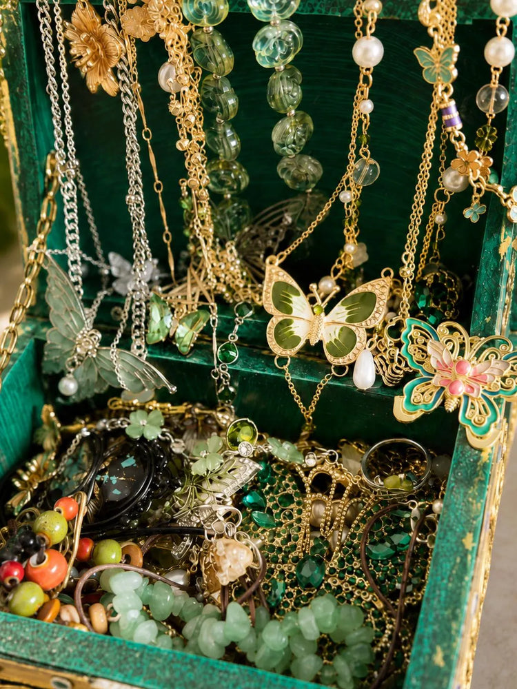 Green Fairy Inspired Mystery Jewelry Jar curated fashion jewelry assortment