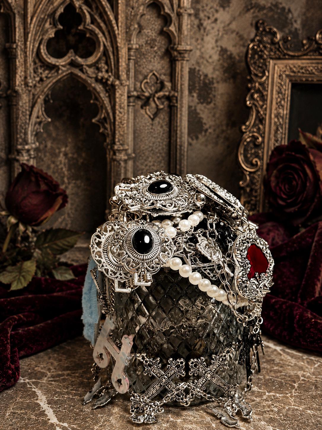 Gothic Romance Mystery Jewelry Jar curated fashion jewelry assortment