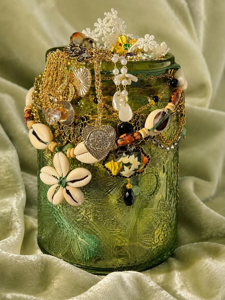 Green Fairy Inspired Mystery Jewelry Jar curated fashion jewelry assortment