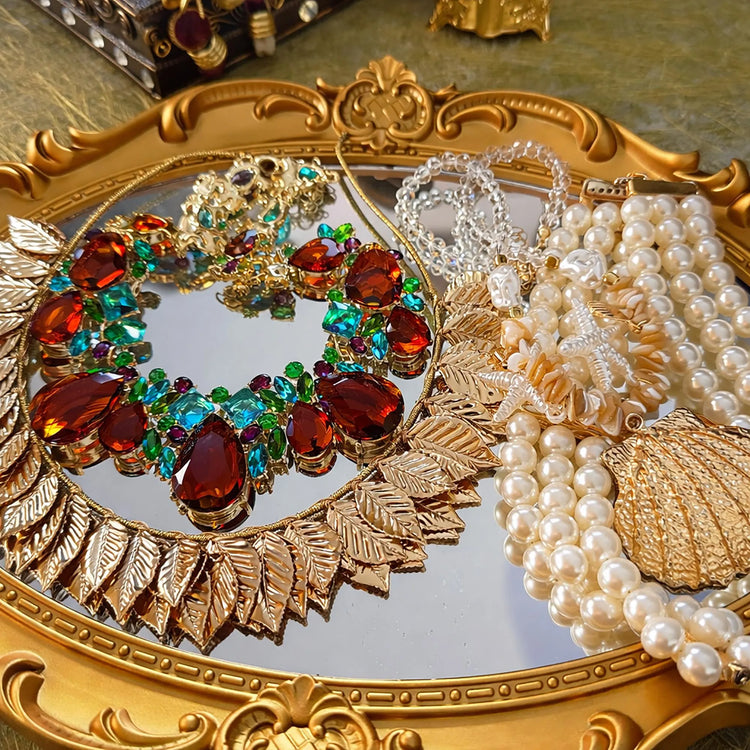 Vintage Inspired Gold Tone Mystery Jewelry Jar curated fashion jewelry assortment