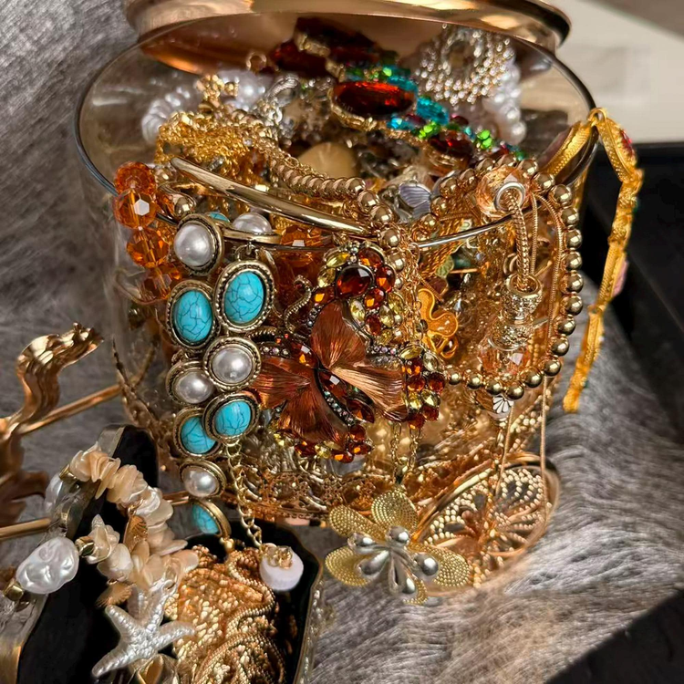 Gold Tone Jewelry Mystery Jar curated fashion jewelry assortment