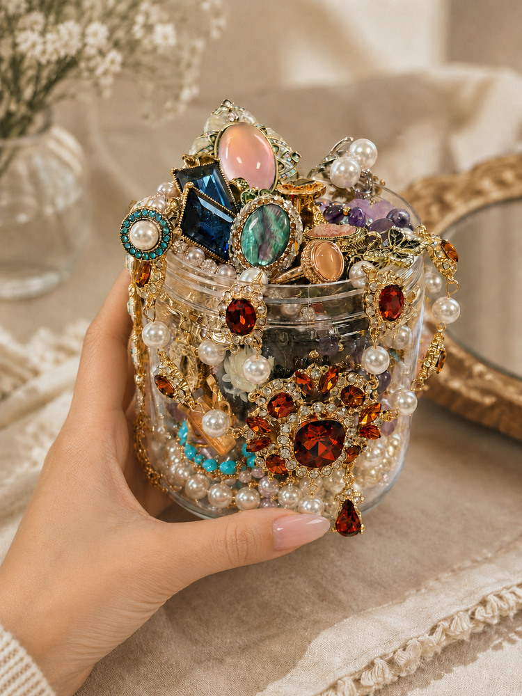 Gilded Royal Mystery Jewelry Jar curated fashion jewelry assortment