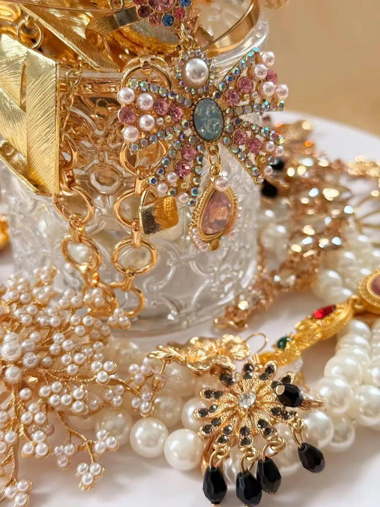 Pink Gold Tone Coquette Mystery Jewelry Jar curated fashion jewelry assortment