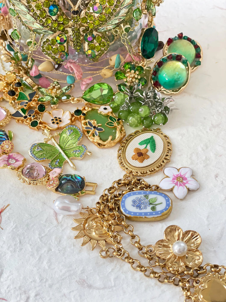 Green Fairy Inspired Mystery Jewelry Jar curated fashion jewelry assortment