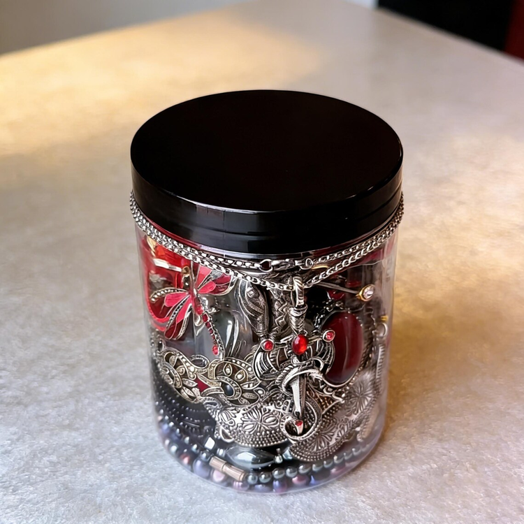 Gothic Mystery Jewelry Jar curated fashion jewelry assortment