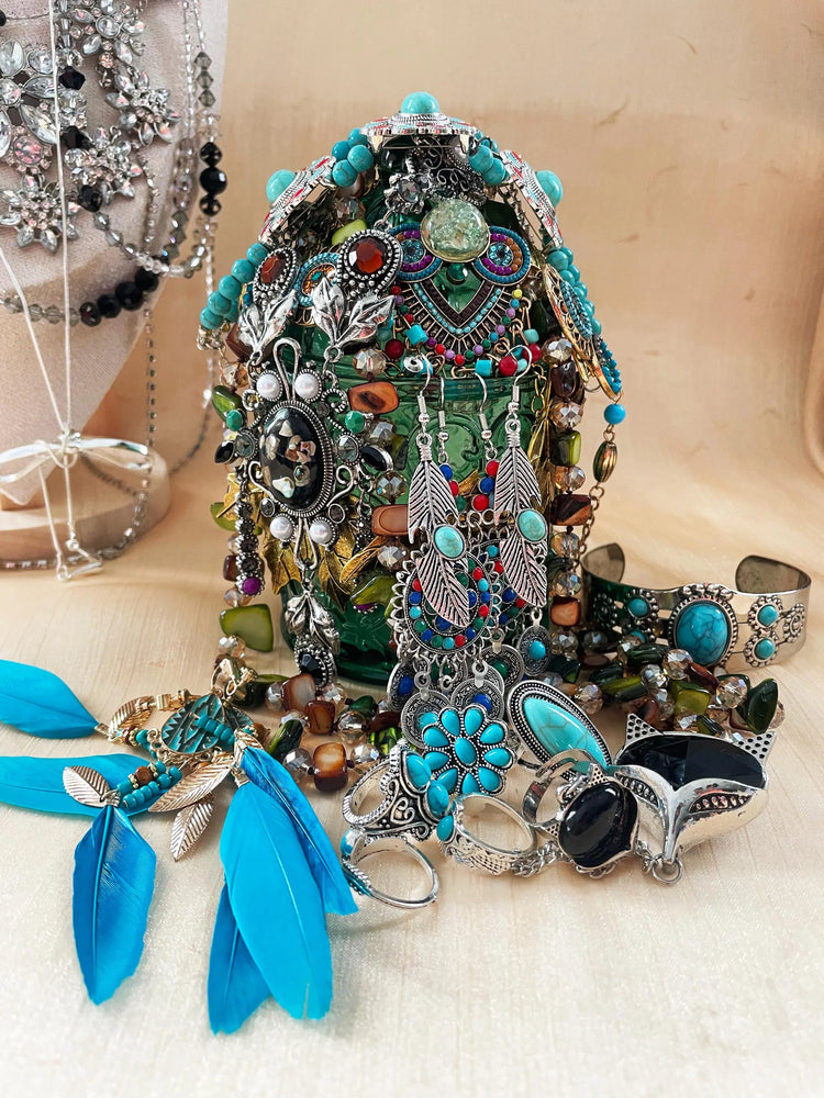Boho Turquoise Color Mystery Jewelry Jar curated fashion jewelry assortment