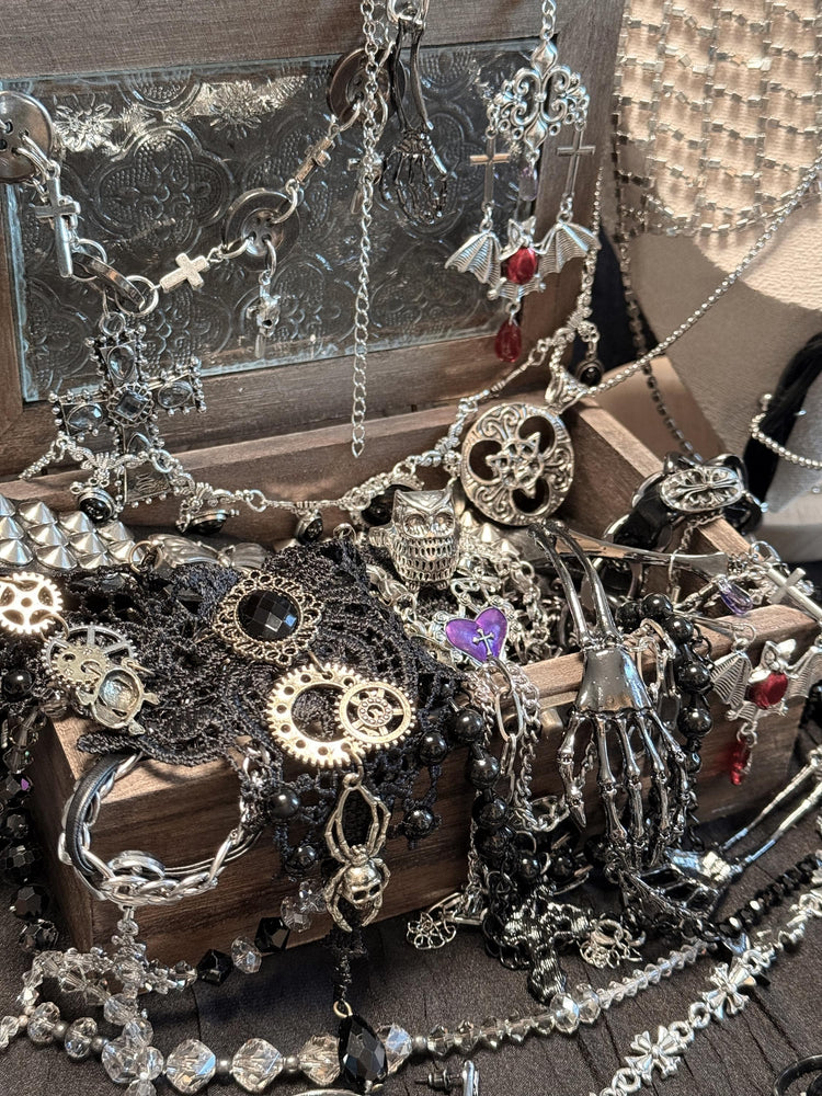 Gothic Romance Mystery Jewelry Jar curated fashion jewelry assortment
