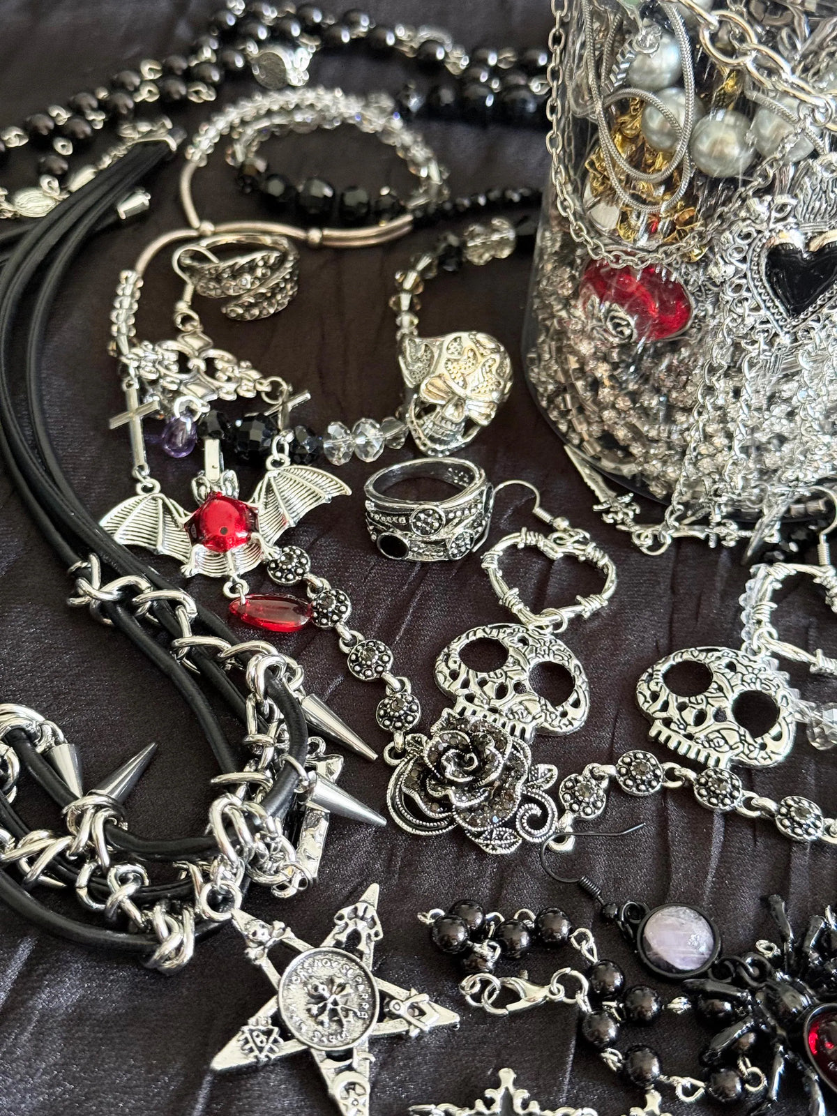 Gothic Mystery Jewelry Jar curated fashion jewelry assortment