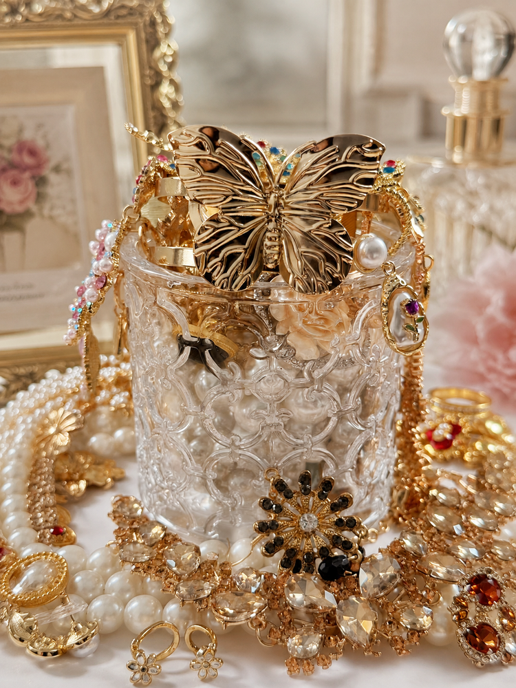 Gilded Mystery Jewelry Jar curated fashion jewelry assortment