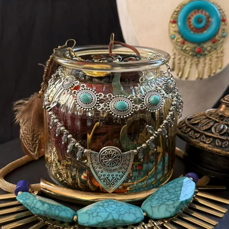 Boho Turquoise Color Mystery Jewelry Jar curated fashion jewelry assortment