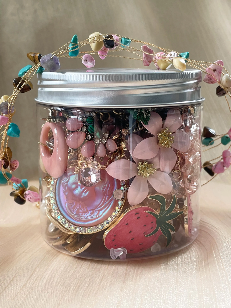 Pink Coquette Mystery Jewelry Jar curated fashion jewelry assortment