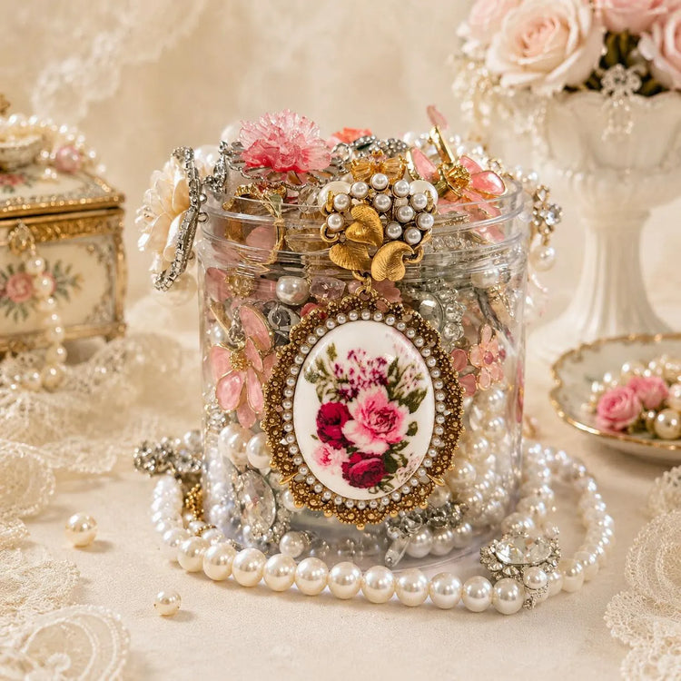 Pink Coquette Mystery Jewelry Jar curated fashion jewelry assortment