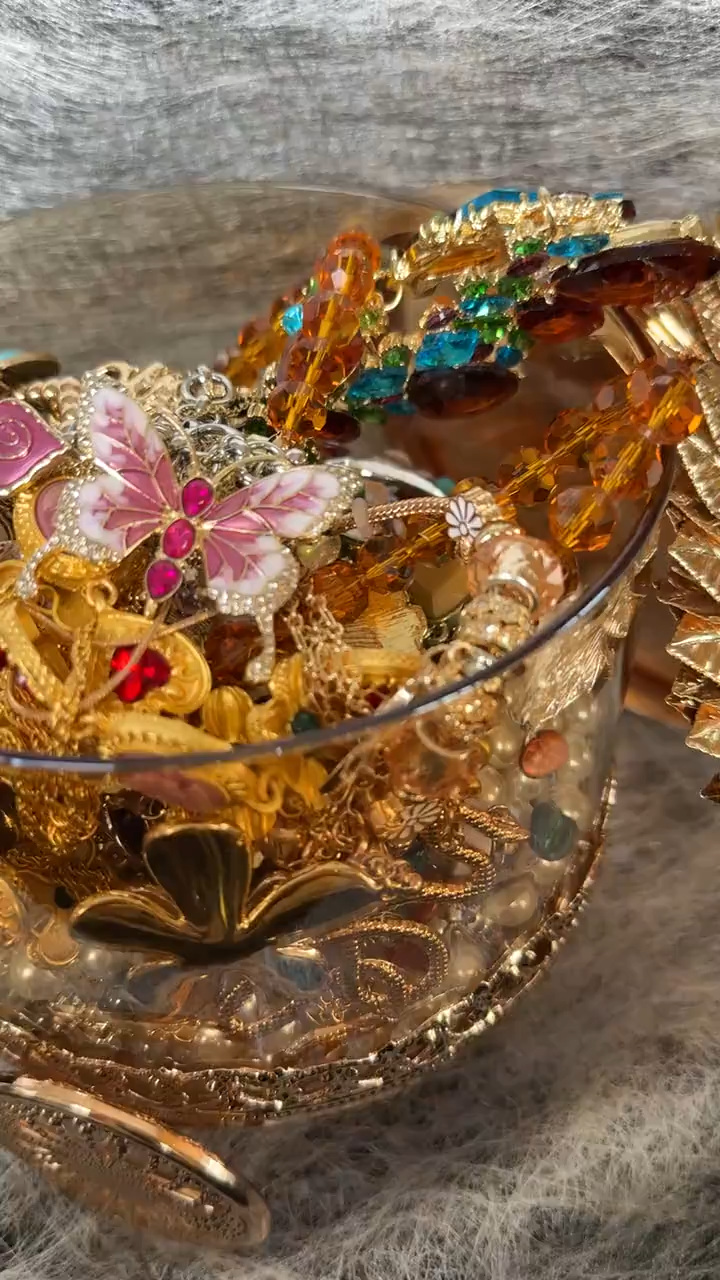 Gold Tone Jewelry Mystery Jar curated fashion jewelry assortment