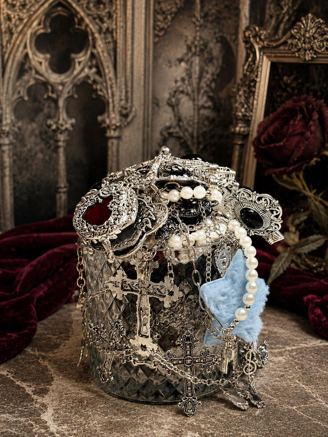Gothic Romance Mystery Jewelry Jar curated fashion jewelry assortment