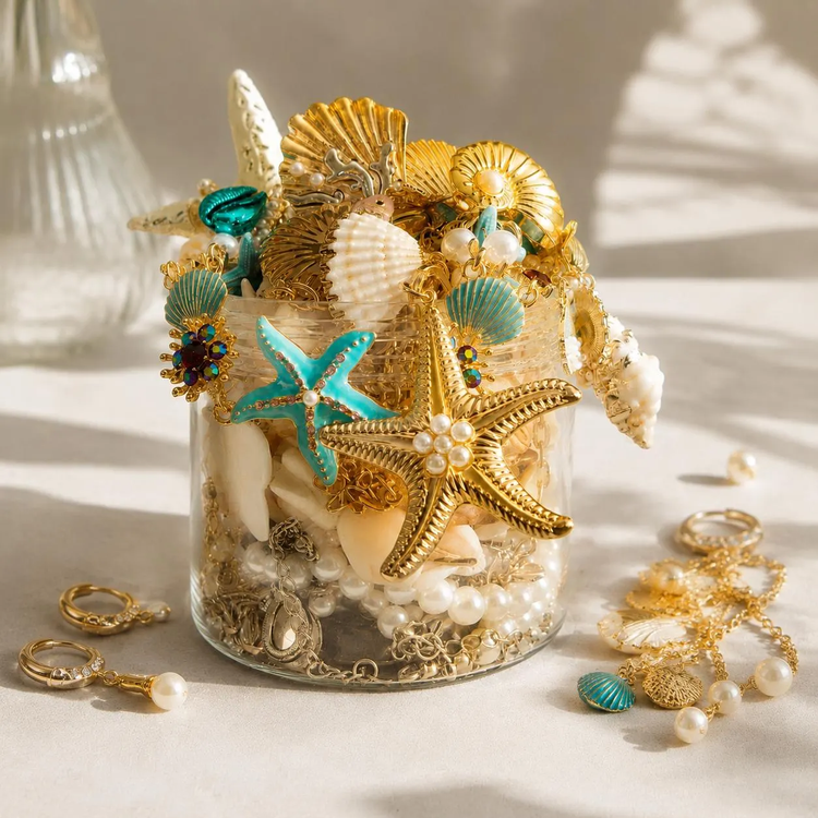 Coastal Baroque Mystery Jewelry Jar curated fashion jewelry assortment