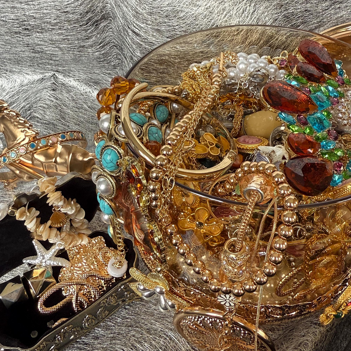 Gold Tone Jewelry Mystery Jar curated fashion jewelry assortment