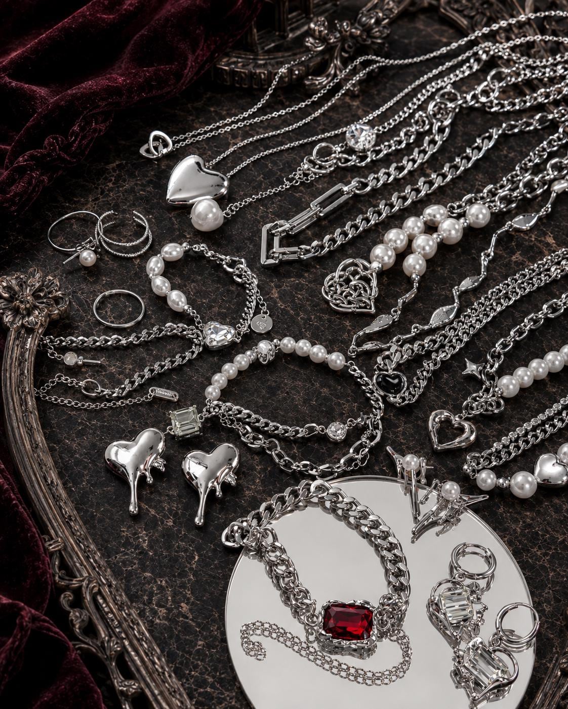 Gothic Romance Mystery Jewelry Jar curated fashion jewelry assortment
