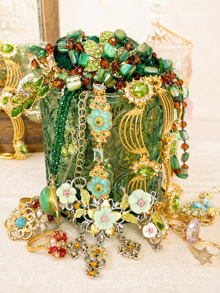 Green Fairy Inspired Mystery Jewelry Jar curated fashion jewelry assortment