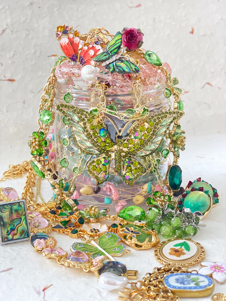 Green Fairy Inspired Mystery Jewelry Jar curated fashion jewelry assortment