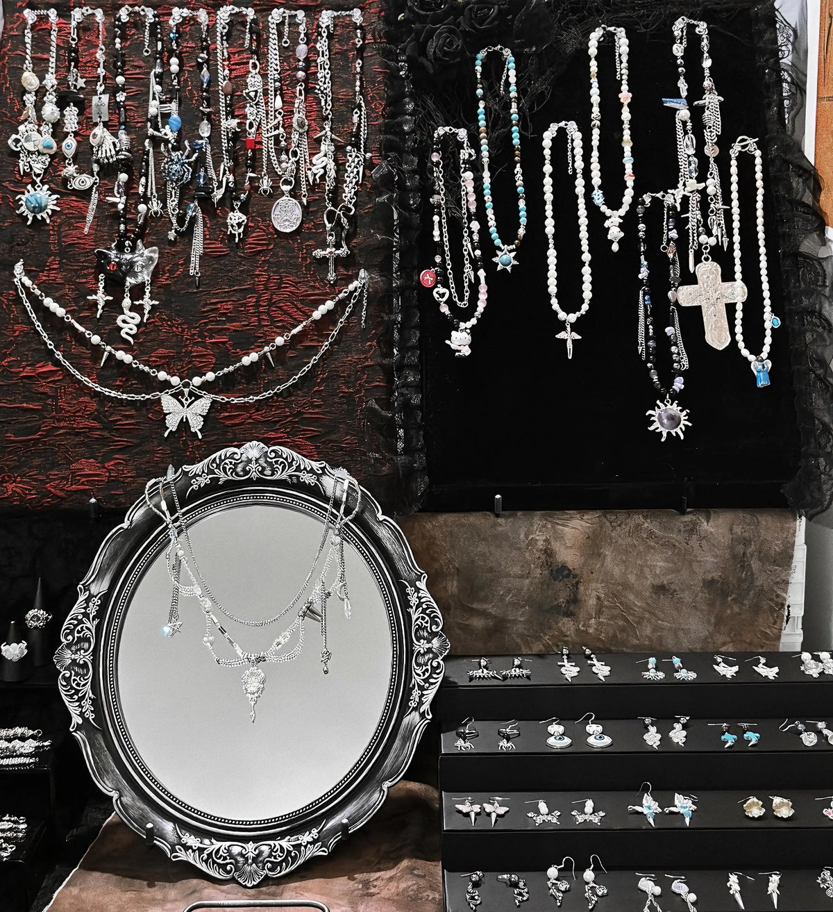 Vintage Inspired Silver Tone Mystery Jewelry Jar curated fashion jewelry assortment