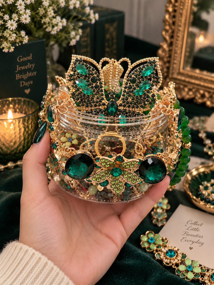 Emerald Butterfly Garden Mystery Jewelry Jar curated fashion jewelry assortment