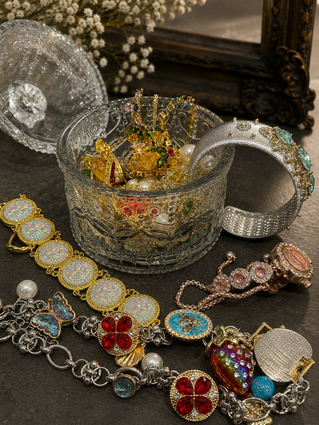 Vintage Inspired Treasure Mystery Jewelry Jar curated fashion jewelry assortment