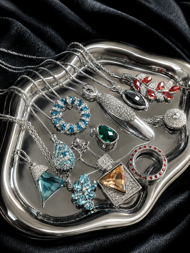 Silver Tone Sweater Necklace Mystery Box curated fashion jewelry assortment