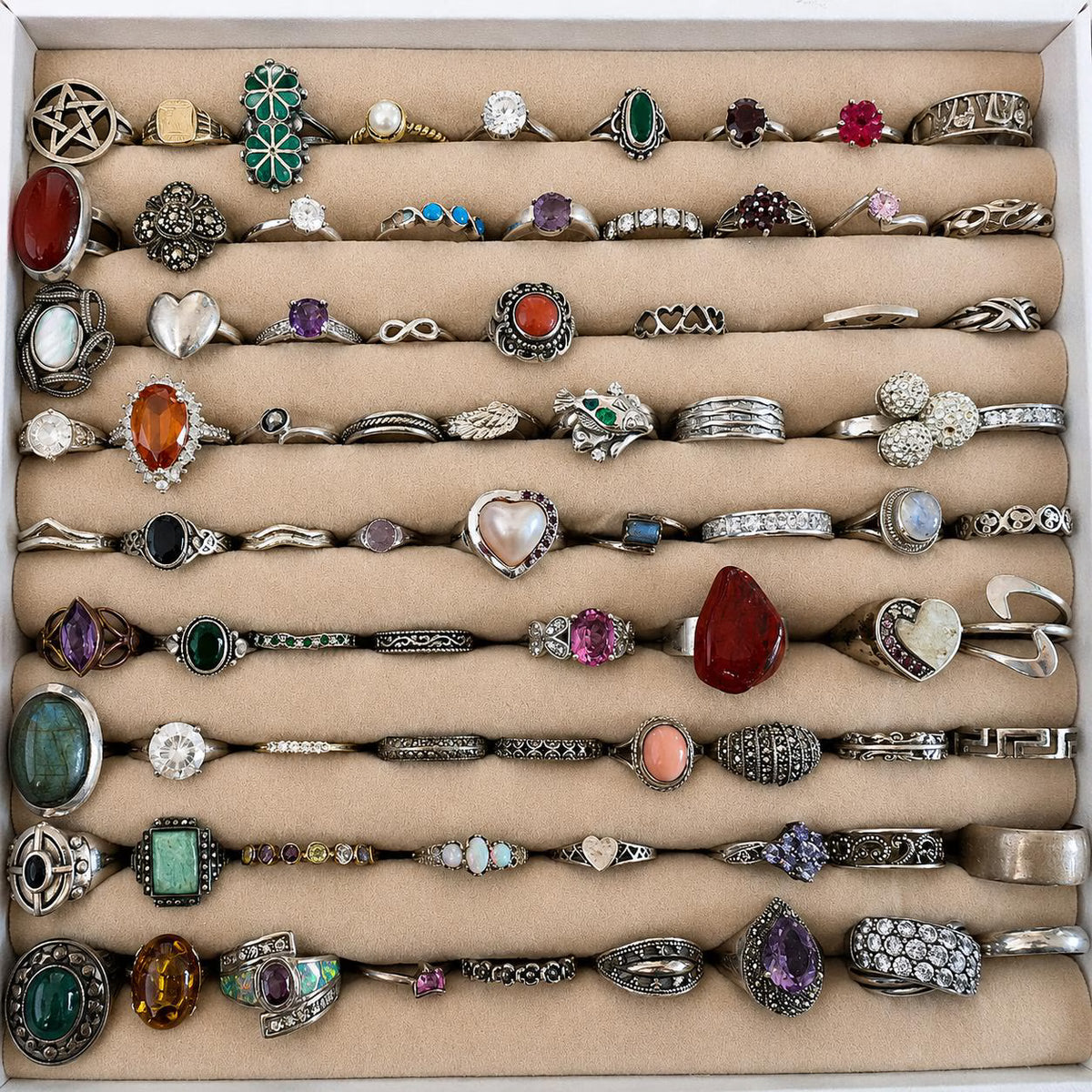Silver Tone Mystery Jewelry Jar curated fashion jewelry assortment