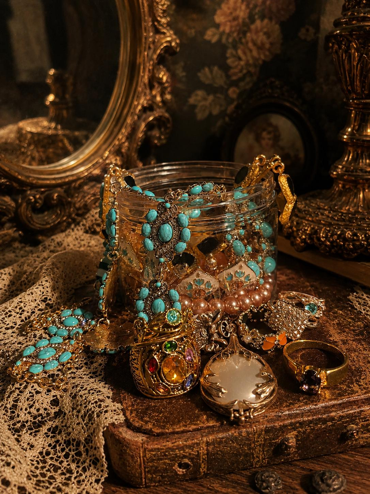 Gothic Mystery Jewelry Jar curated fashion jewelry assortment