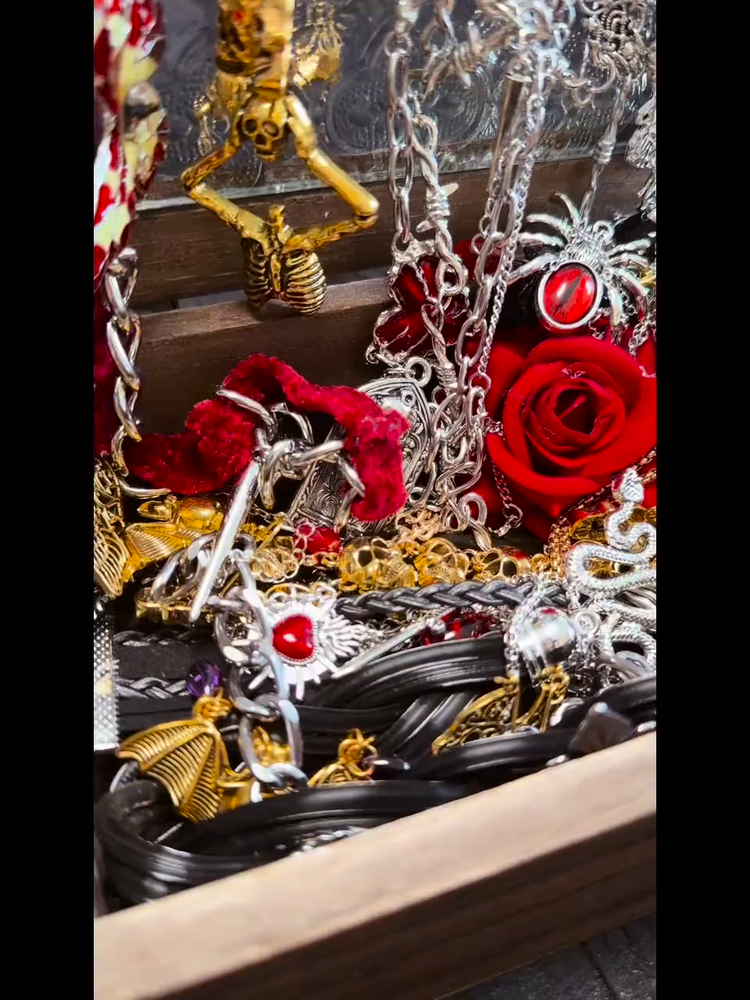 Gothic Vampire Inspired Mystery Jewelry Jar curated fashion jewelry assortment