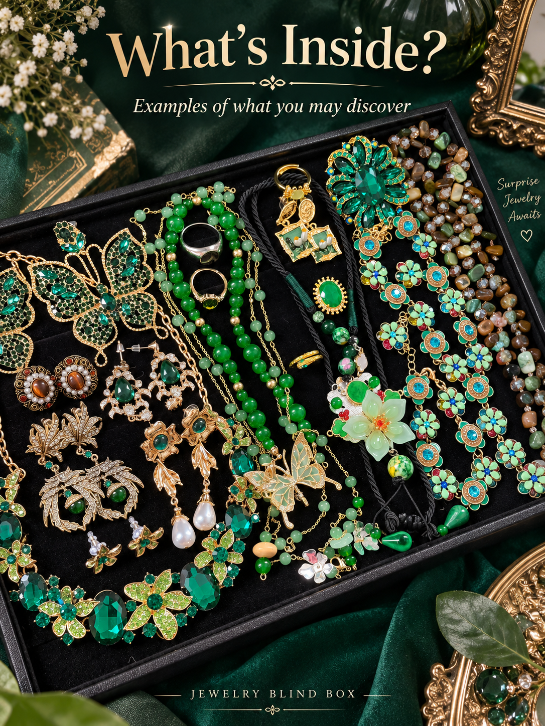 Emerald Butterfly Garden Mystery Jewelry Jar curated fashion jewelry assortment