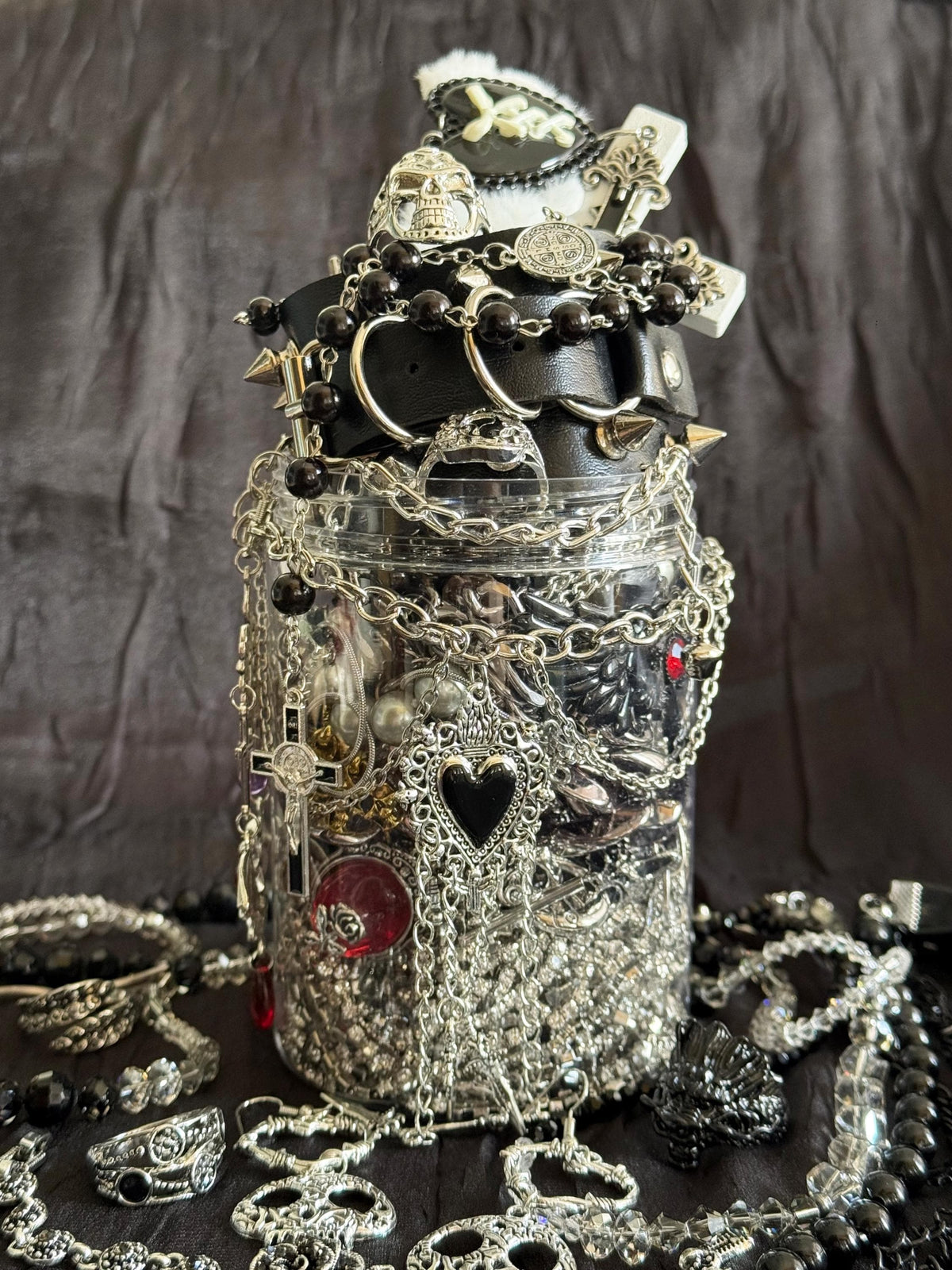 Gothic Mystery Jewelry Jar curated fashion jewelry assortment