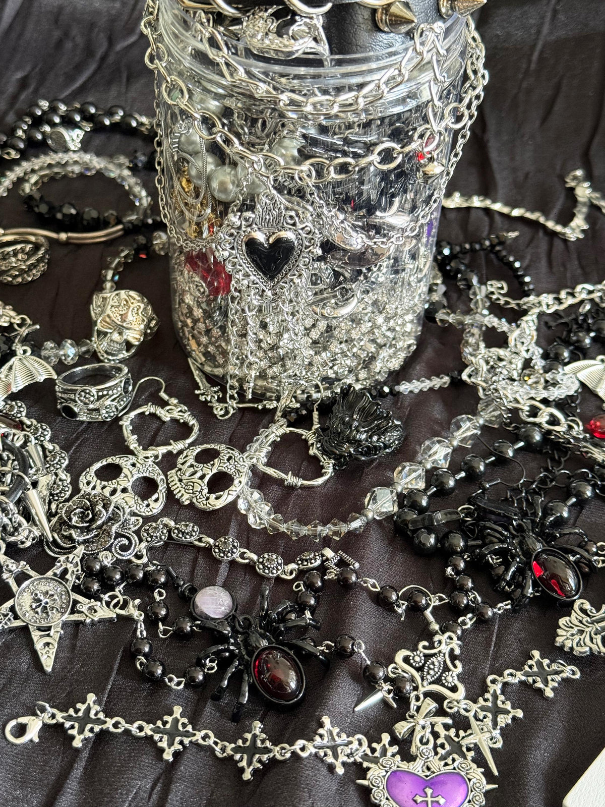 Gothic Mystery Jewelry Jar curated fashion jewelry assortment