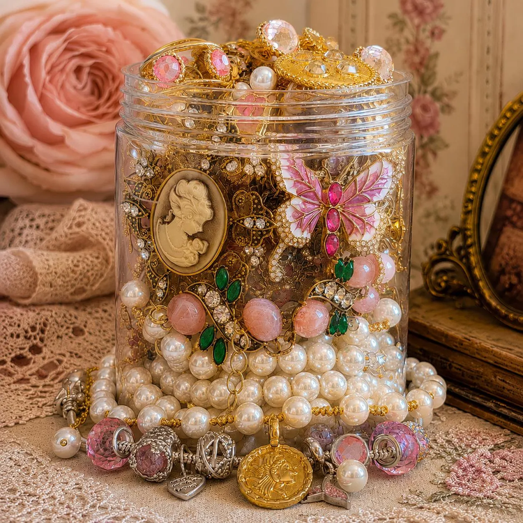 Pink Coquette Mystery Jewelry Jar curated fashion jewelry assortment
