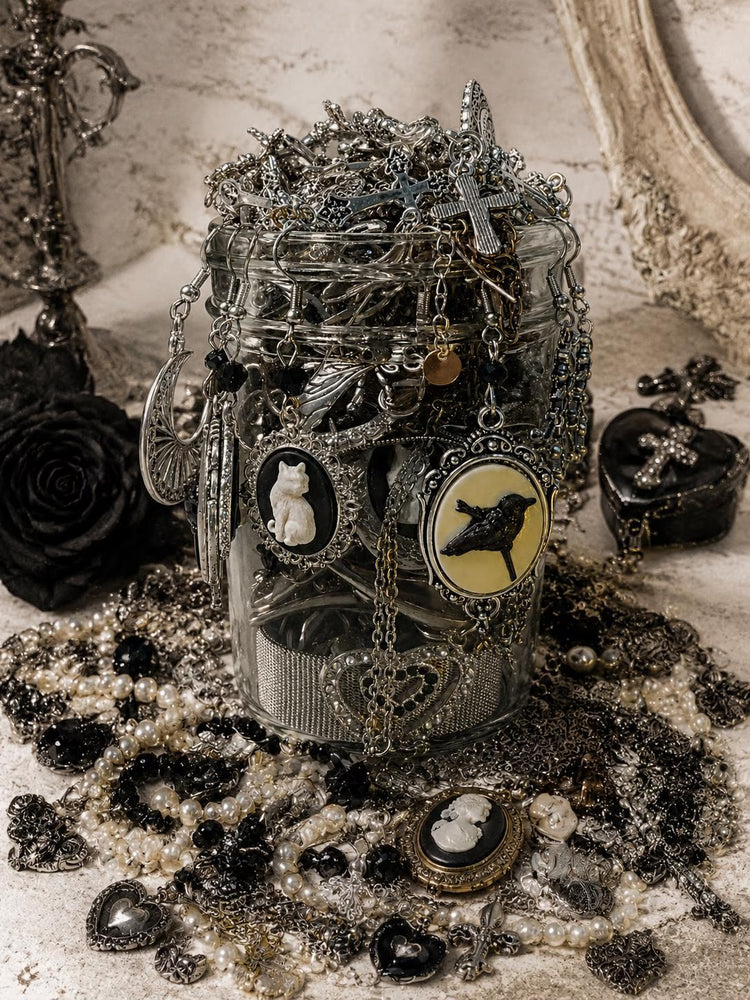 Gothic Mystery Jewelry Jar curated fashion jewelry assortment