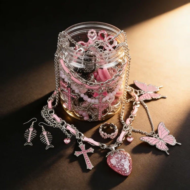 Pink Y2K Mystery Jewelry Box curated fashion jewelry assortment